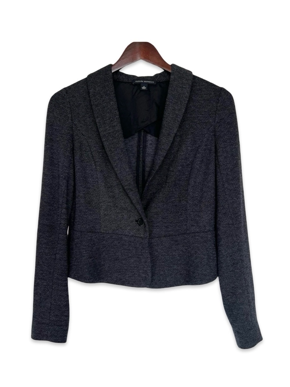 Banana Republic Women’s gray wool blend knit herringbone blazer jacket Size 4